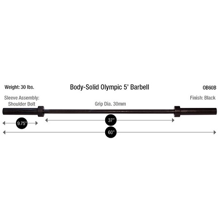 Body Solid Olympic CrossFit CF Bar 60" 30# 600# 30mm OB60B - Image 3