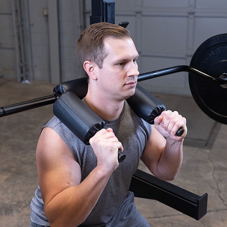 Body Solid Olympic Safety Squat Bar Cambered Yoke Handle OBSS50B - Image 4