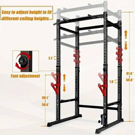 Power Rack Squat Full Safety Cage Adjustable Free Weight Gym - Image 3