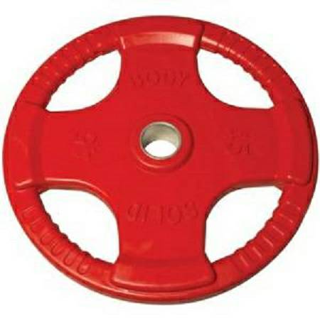 Body Solid Olympic Free Weight Plate Rubber Coated Grip Red 45# - Image 2