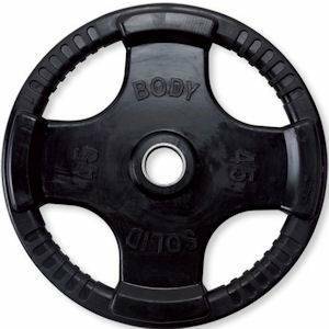 Body Solid Olympic Free Weight Plate Rubber Coated Grip Black 45