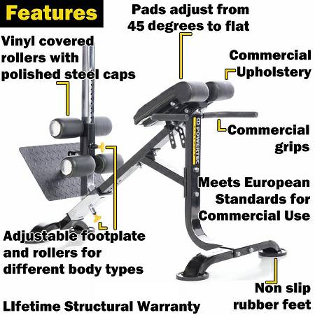 PowerTec Dual HyperExtension Back Roman Chair Ab Crunch P-HC - Image 4